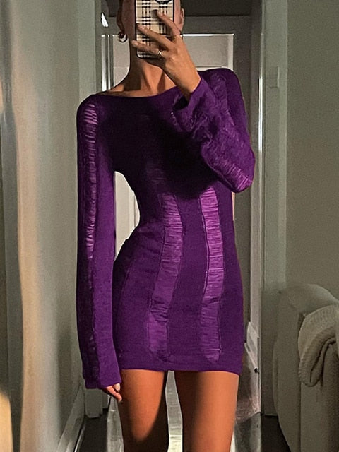 Puloru Sexy Knitted Cutout Short Dress