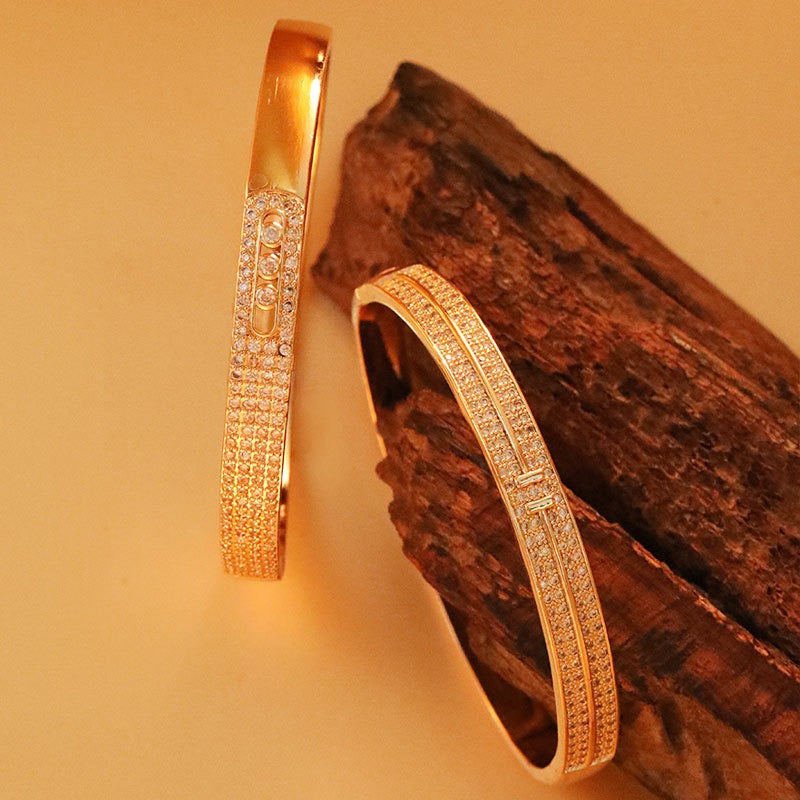 Copper micro inlaid plated genuine gold inlaid zirconium bracelet minimalist bracelet