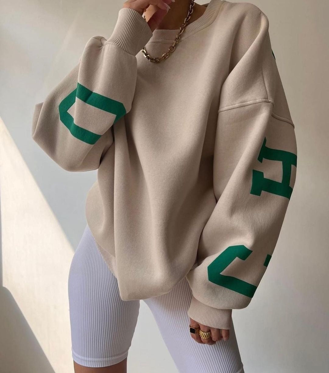 Casual Letters Print Sweatshirt Women Fashion Fleece Long Sleeve Loose Hoodies Y2k Streetwear  Autumn Winter Lady Pullovers