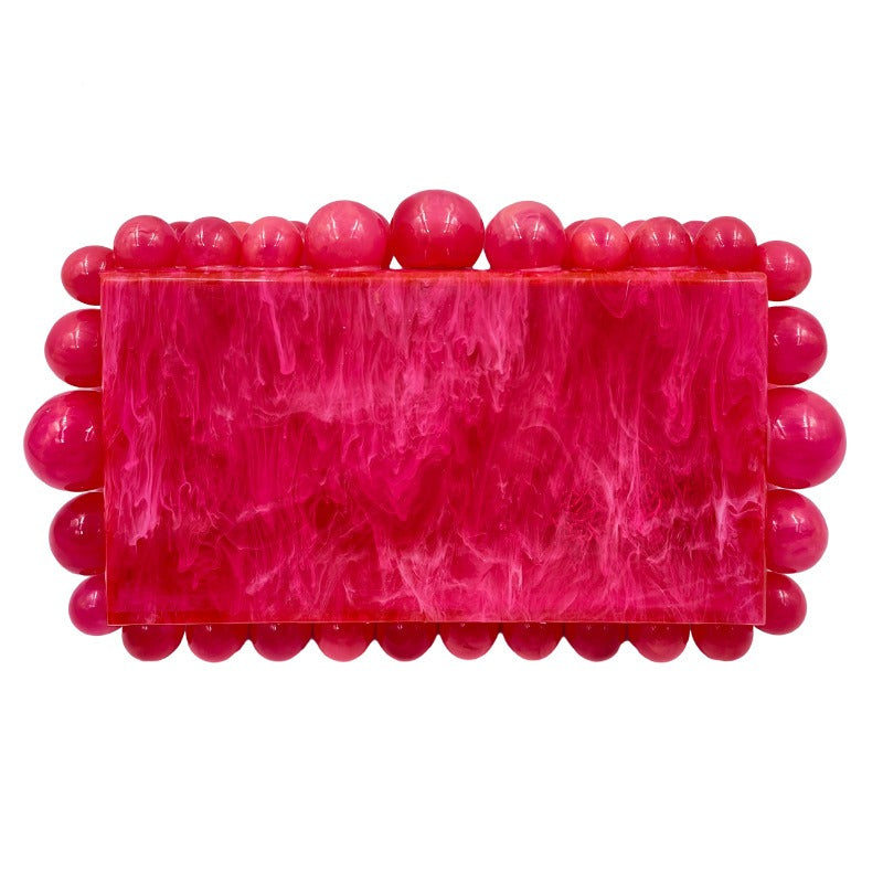 Women Clear Acrylic Box Evening Clutch Bags For Wedding Party Luxury Gold Foil Beads Purses And Handbags