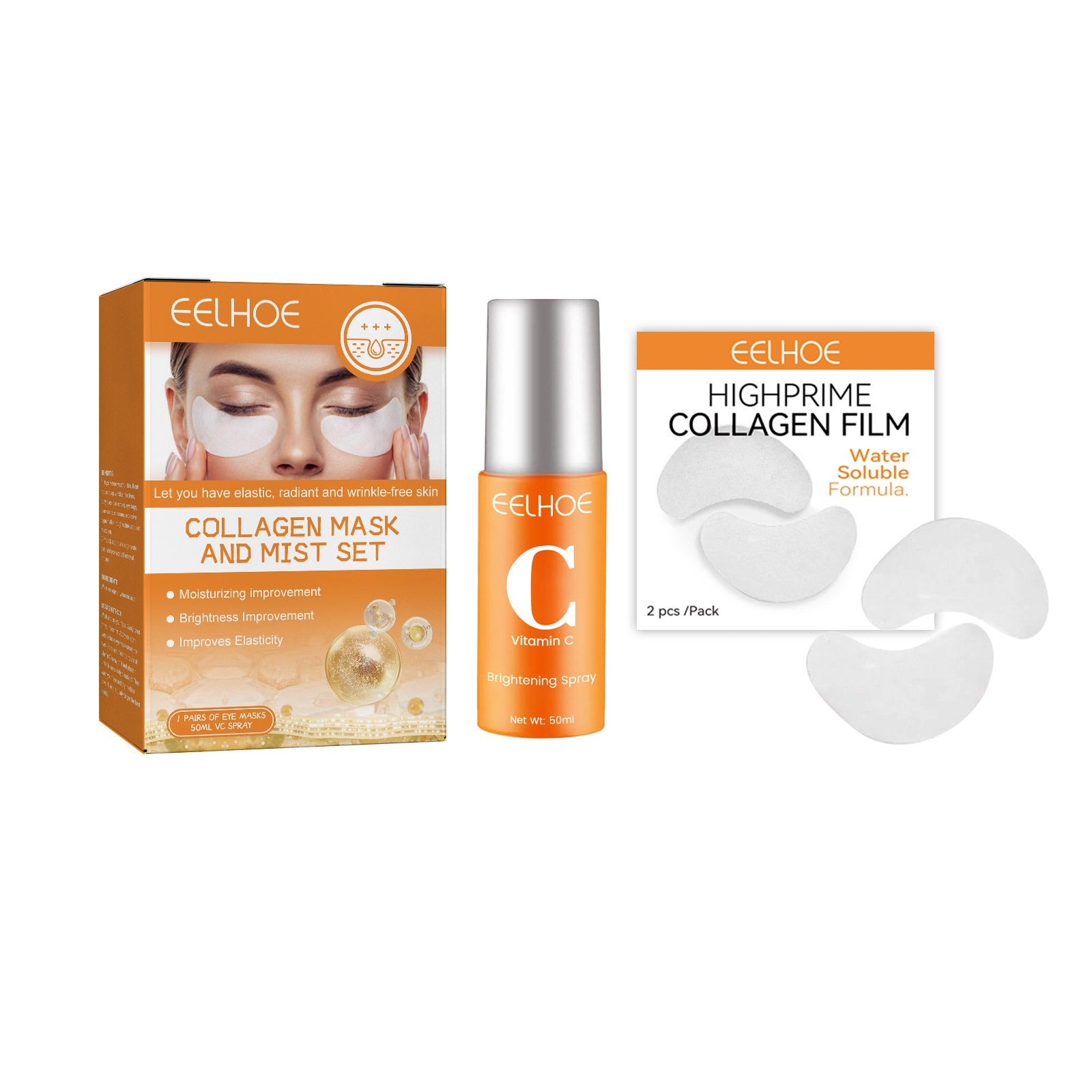 Collagen Eye Mask Spray Set Anti aging anti wrinkle anti aging collagen hydrating and moisturizing - Jenaklo  Applicable people: womenCosmetic efficacy: moisturizingNet content: 50ml (g/ml) Jenaklo #