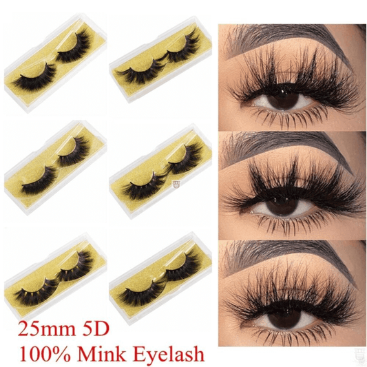 100% Mink Eyelashes 25mm Wispy Fluffy Fake Lashes