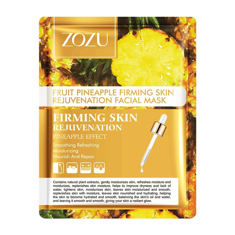 ZOZU Fruit Mask Mangosteen Mango Dragon Fruit Pineapple Sheet Mask Skin Care Korean Facial Mask Anti-Aging Oil-control