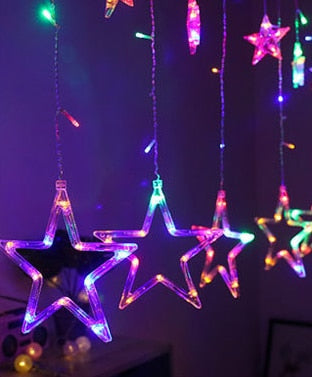 Star Light  Christmas Decoration - Jenaklo  Item Type:Night LightsBody Material:PlasticShape:Snowflake Emitting color: Warm white / Multicolor The length: 3m width(length) The lead wire(the cord): 1.5m The height: 3m LED Qty: 128leds End plug: Yes The modes of the controller: 8 modes The memory function: Yes The wattage: 0.6W 1x Star icicle light 3m Jenaklo #