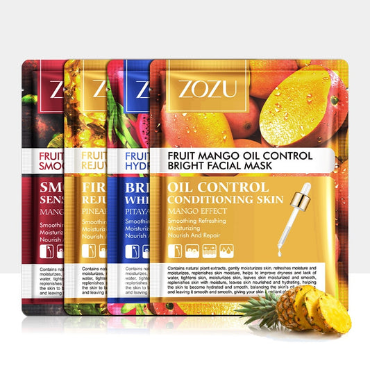 ZOZU Fruit Mask Mangosteen Mango Dragon Fruit Pineapple Sheet Mask Skin Care Korean Facial Mask Anti-Aging Oil-control