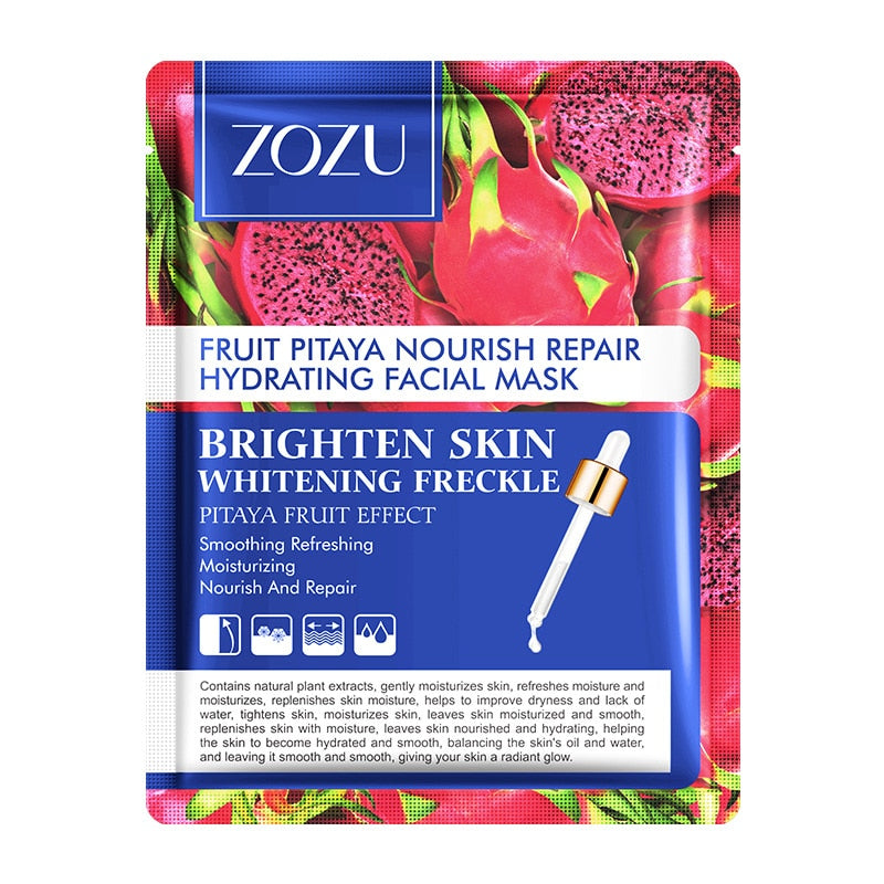 ZOZU Fruit Mask Mangosteen Mango Dragon Fruit Pineapple Sheet Mask Skin Care Korean Facial Mask Anti-Aging Oil-control