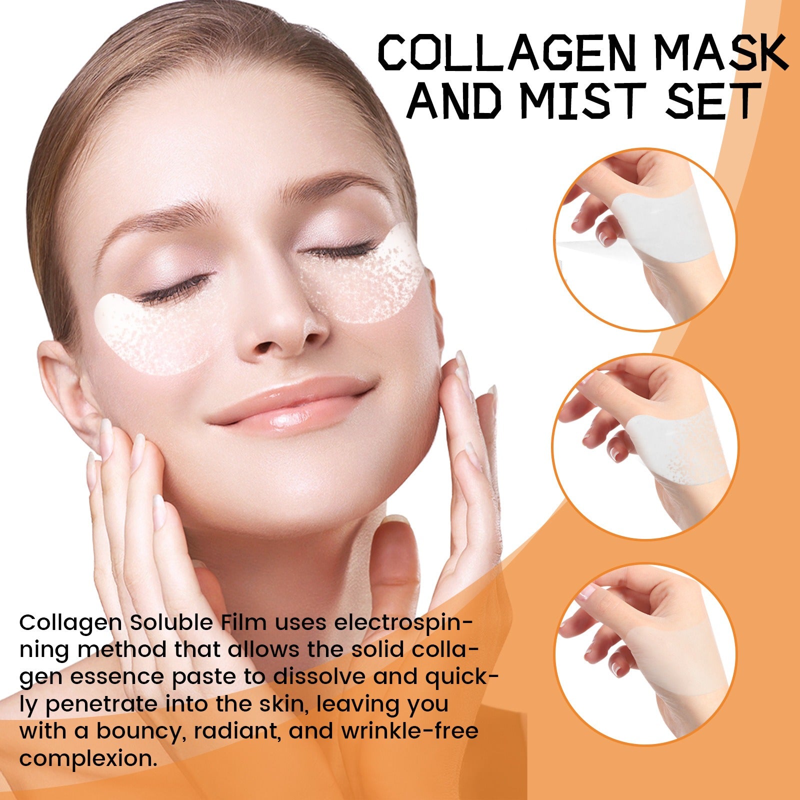 Collagen Eye Mask Spray Set Anti aging anti wrinkle anti aging collagen hydrating and moisturizing - Jenaklo  Applicable people: womenCosmetic efficacy: moisturizingNet content: 50ml (g/ml) Jenaklo #