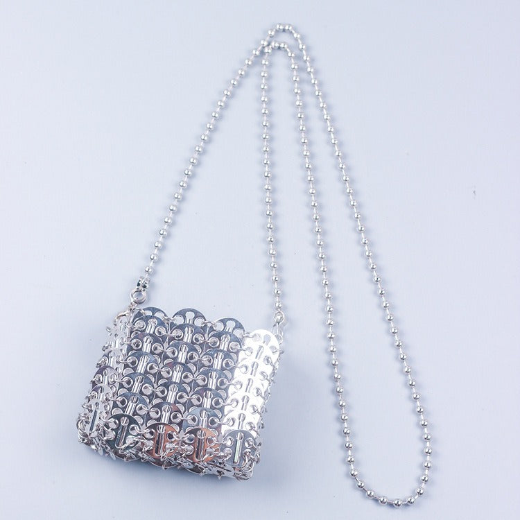 Metal sequins large capacity mobile phone crossbody chain bag diy handmade bag women fashion trend bag