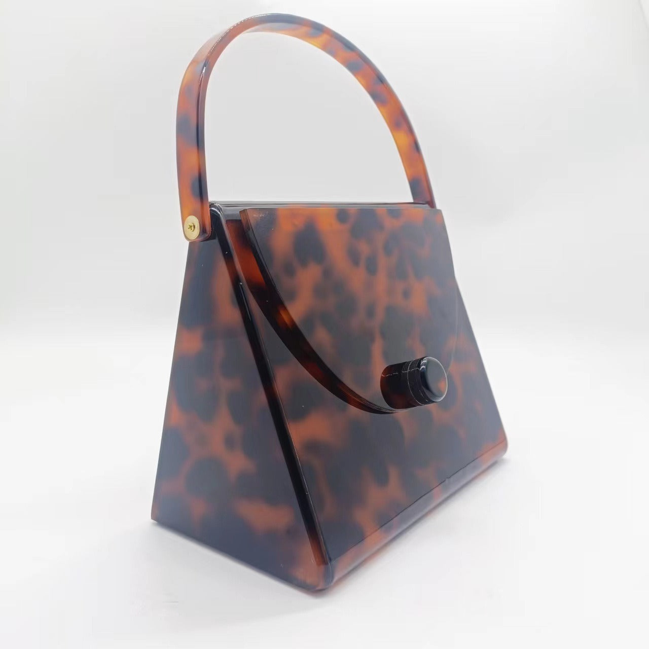 New pearlescent retro leopard print acrylic bag tortoiseshell color simple square dinner bag clutch bag for women