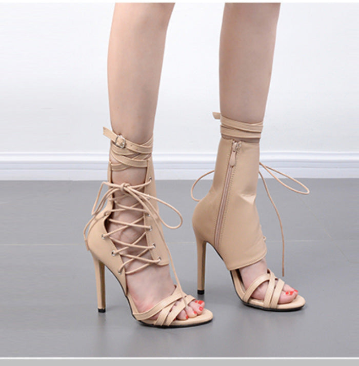 New high heel strap belt buckle sandals Roman shoes sandals