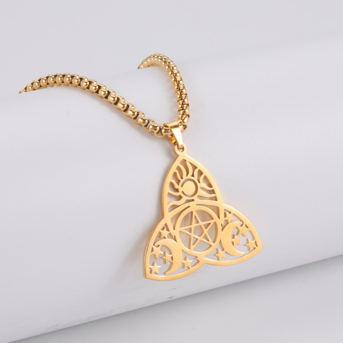 Triquetra Moon Pentagram Necklaces