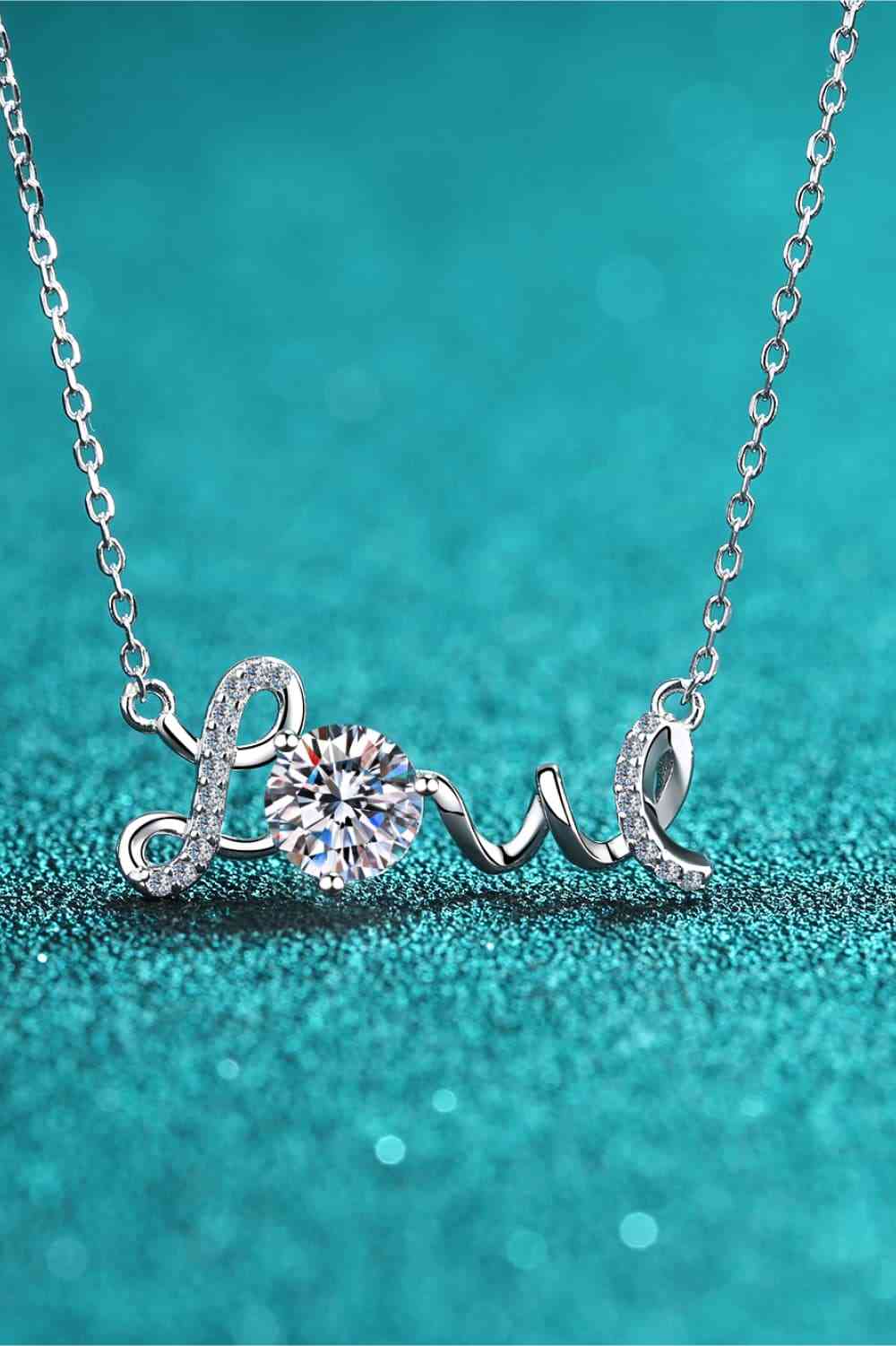 sterling silver necklace, 1 carat moissanite, moissanite diamond, necklace,