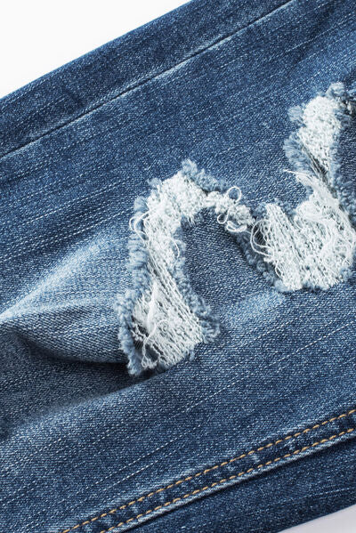 Button-Fly Distressed Jeans with Pockets