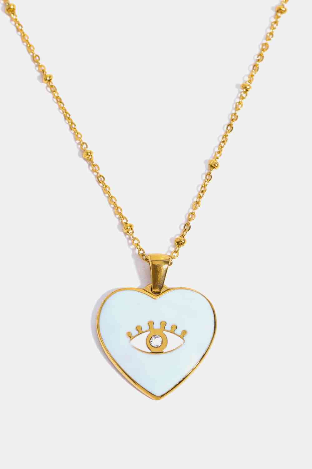 Heart & Evil Eye Shape 18K Gold Plated Pendant Necklace