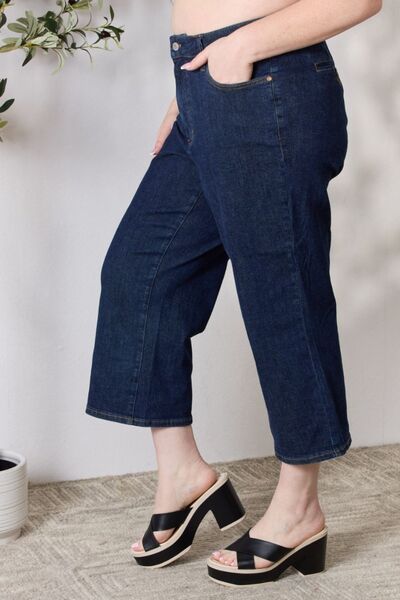 Judy Blue Full Size High Waist Cropped Wide Leg Jeans