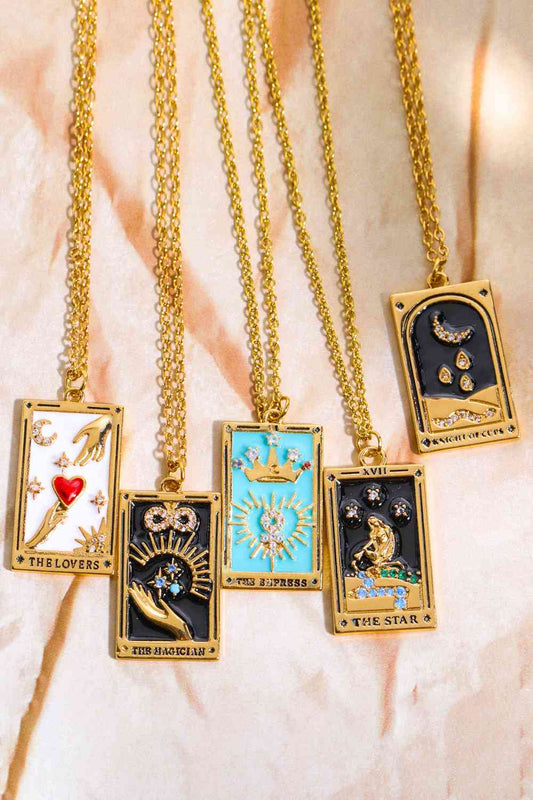 Tarot Card Pendant Stainless Steel Necklace