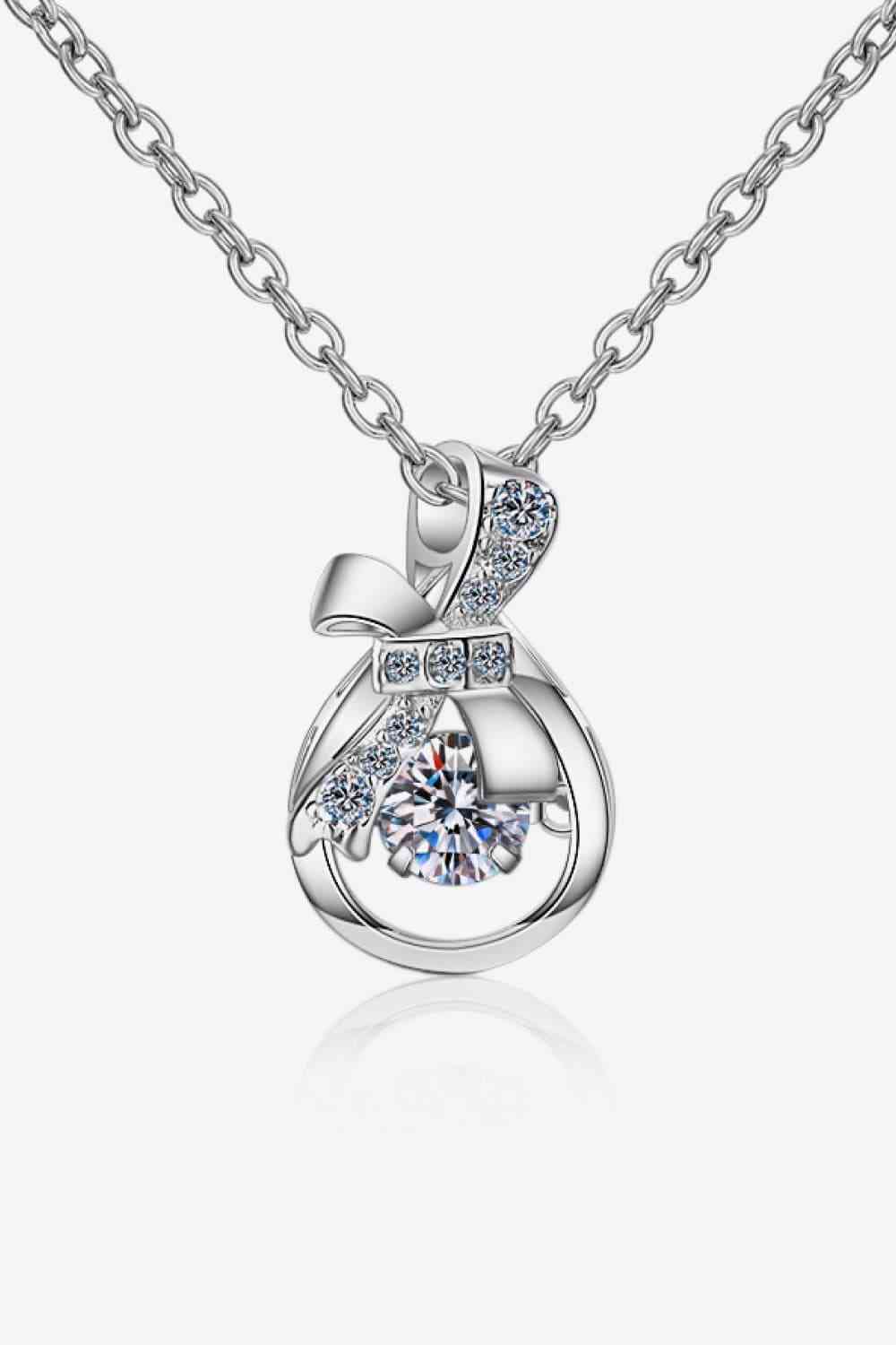 sterling silver necklace, 1 carat moissanite, moissanite diamond, necklace, pennant necklace